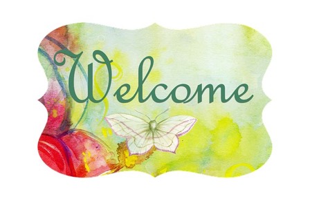 Image of a butterfly with the word welcome