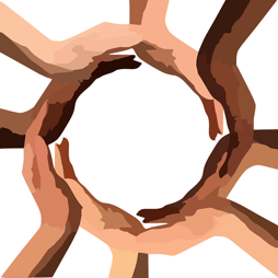 circle of hands representing diversity